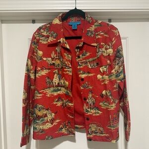 Red Western Print Jacket